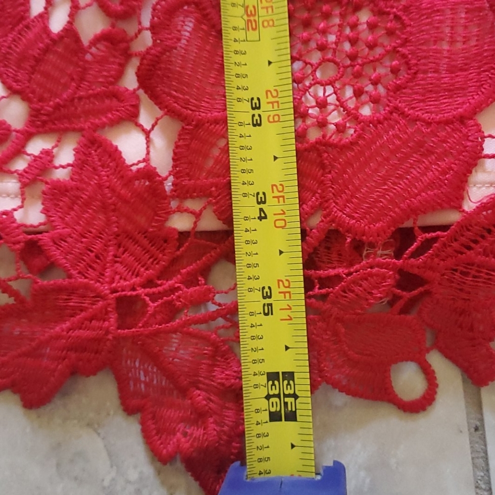 EASTER😇 Sheath Lace Red Dress w/Tan Lining - Picture 8 of 12